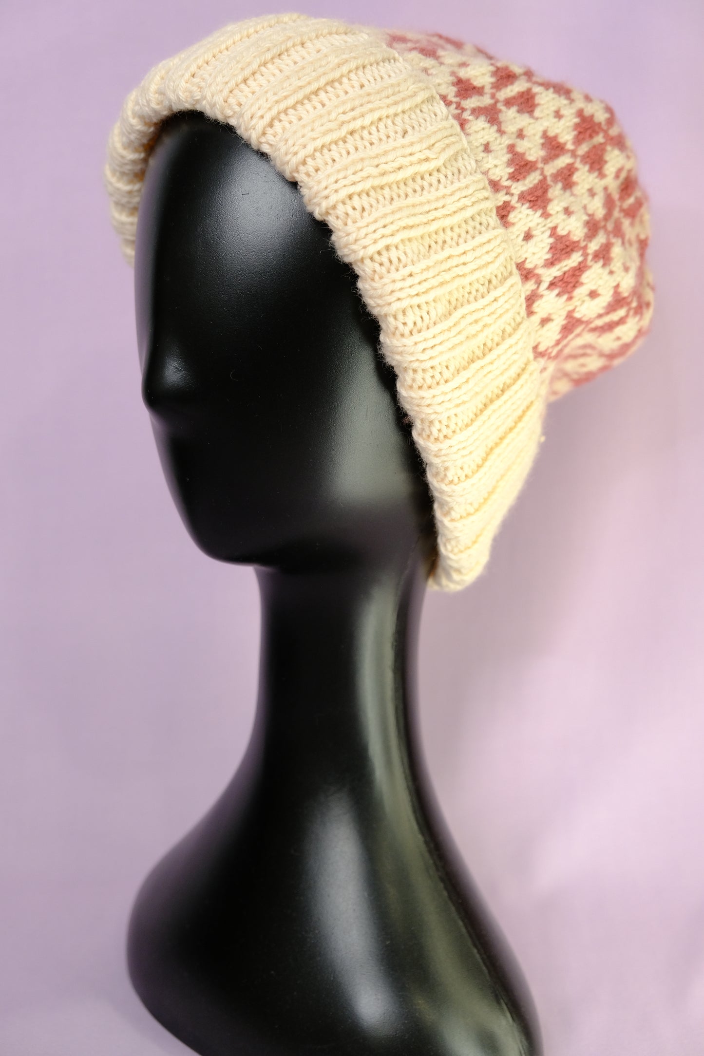 Gorro Oncológico Hecho a Mano - Rosa/Blanco roto