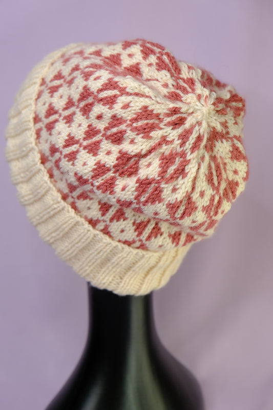 Gorro Oncológico Hecho a Mano - Rosa/Blanco roto