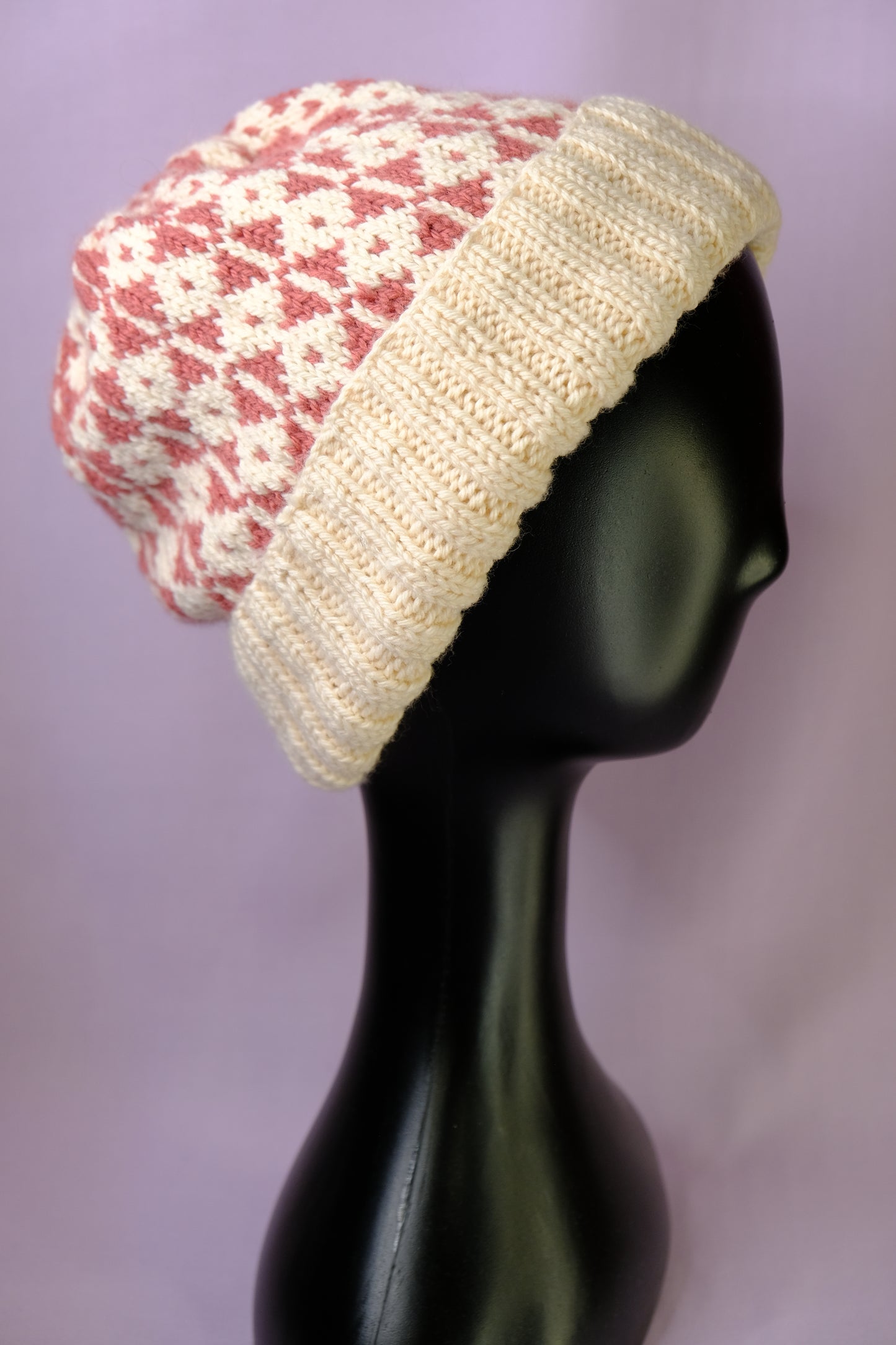 Gorro Oncológico Hecho a Mano - Rosa/Blanco roto