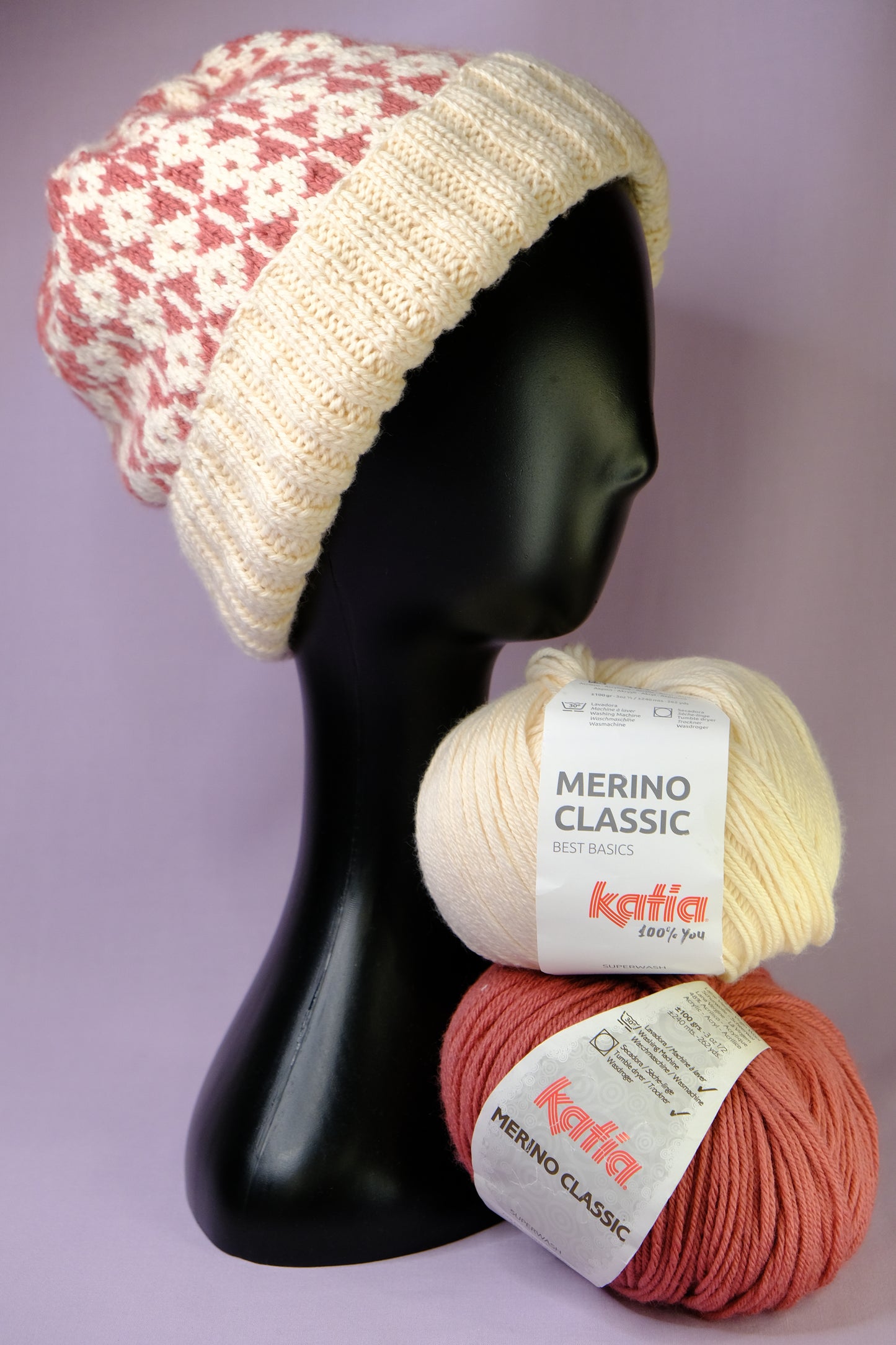 Gorro Oncológico Hecho a Mano - Rosa/Blanco roto